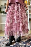 Ramone Marble Mesh Midaxi Skirt Indian Rose
